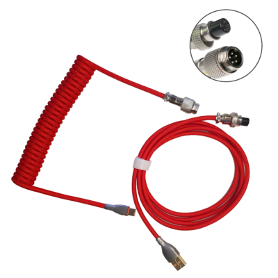 Spirálový (coiled) USB kabel (červený)