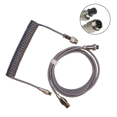 Spirálový (coiled) USB kabel (stříbrná)